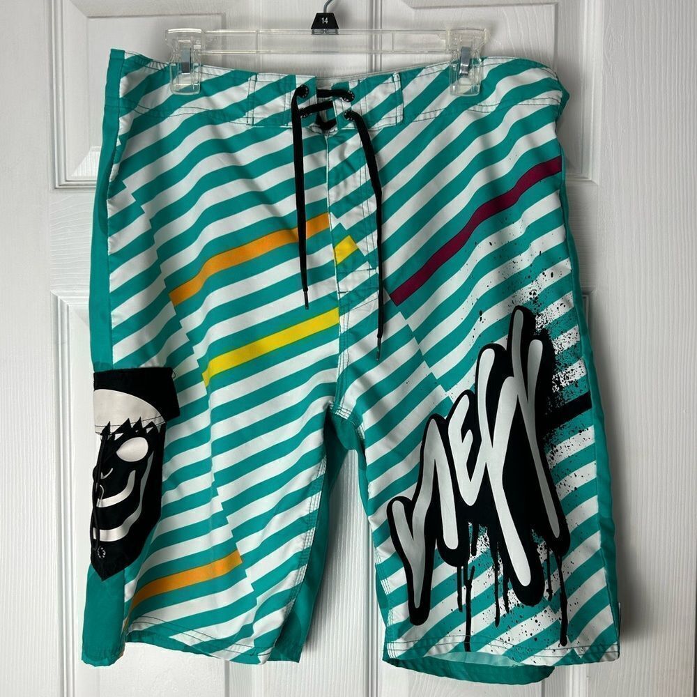 Neff men’s board shorts green and black